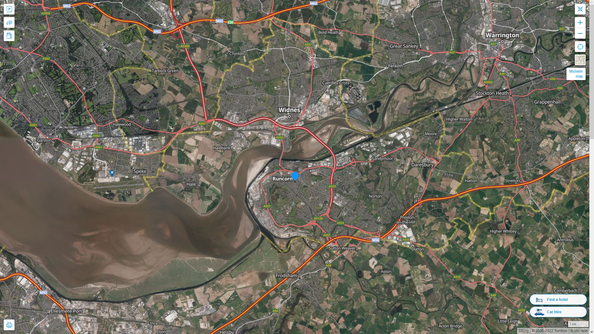 Runcorn Highway and Road Map with Satellite View